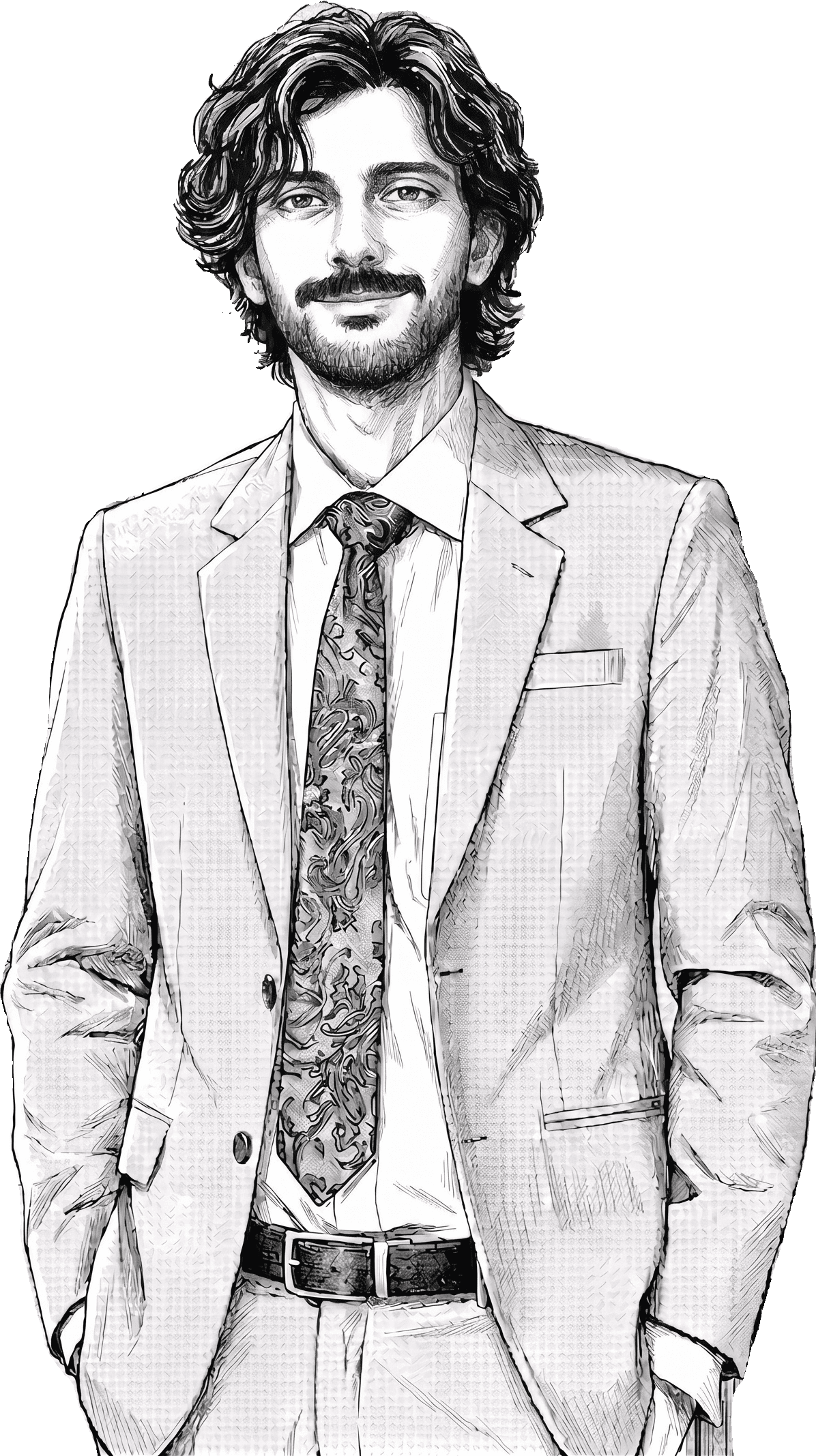Illustrated portrait of Kartik Jha